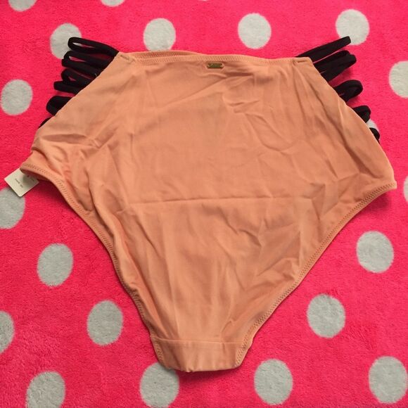 VS PINK High Waist Bikini Bottom NWT Strappy Peach - Picture 4 of 5